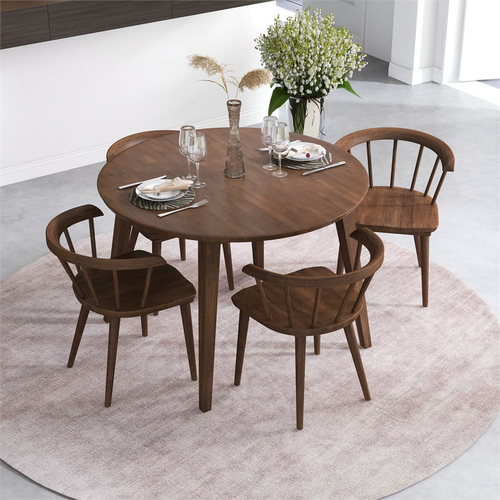 Brown Round Solid Wood Dining Table O480396