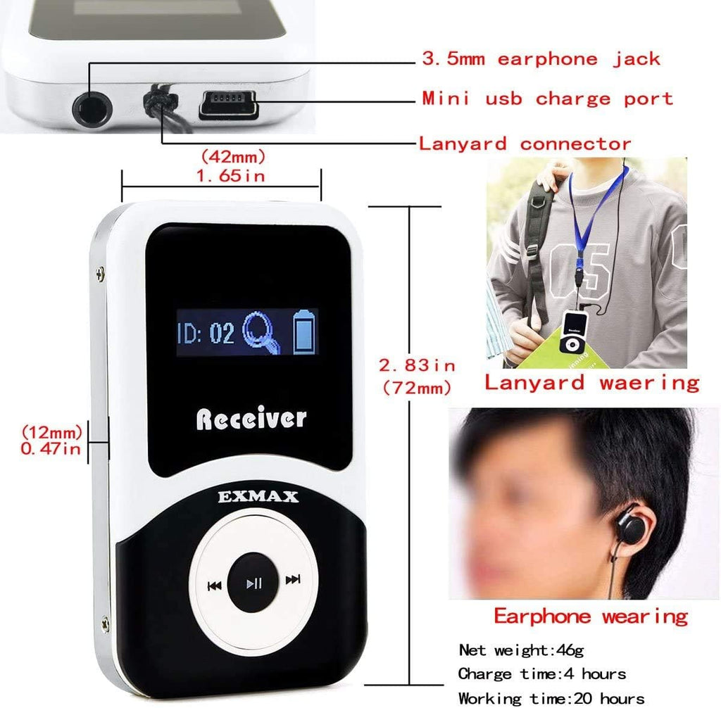 Wireless Tour Guide Transmitter System with 20 Receivers F752