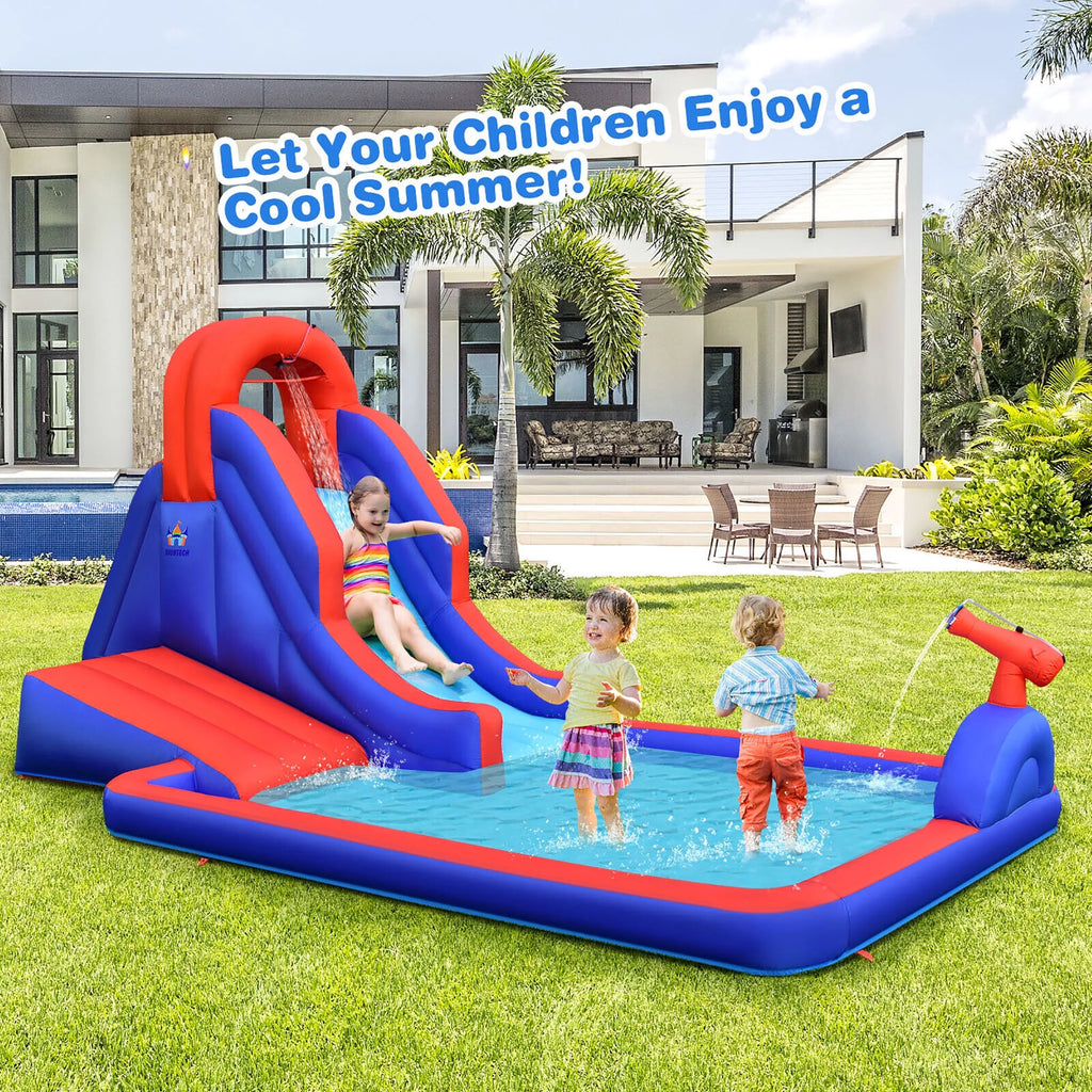 Inflatable Water Slide Park with Climb Slide Pool & 2 Swim Rings C2052