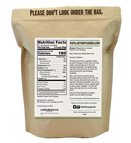 Organic Dried Chickpeas, 3 lb, Dry Garbanzo Beans Z105