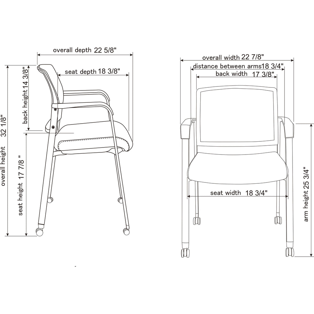 Black Mesh Back Guest Chairs with Casters U882984