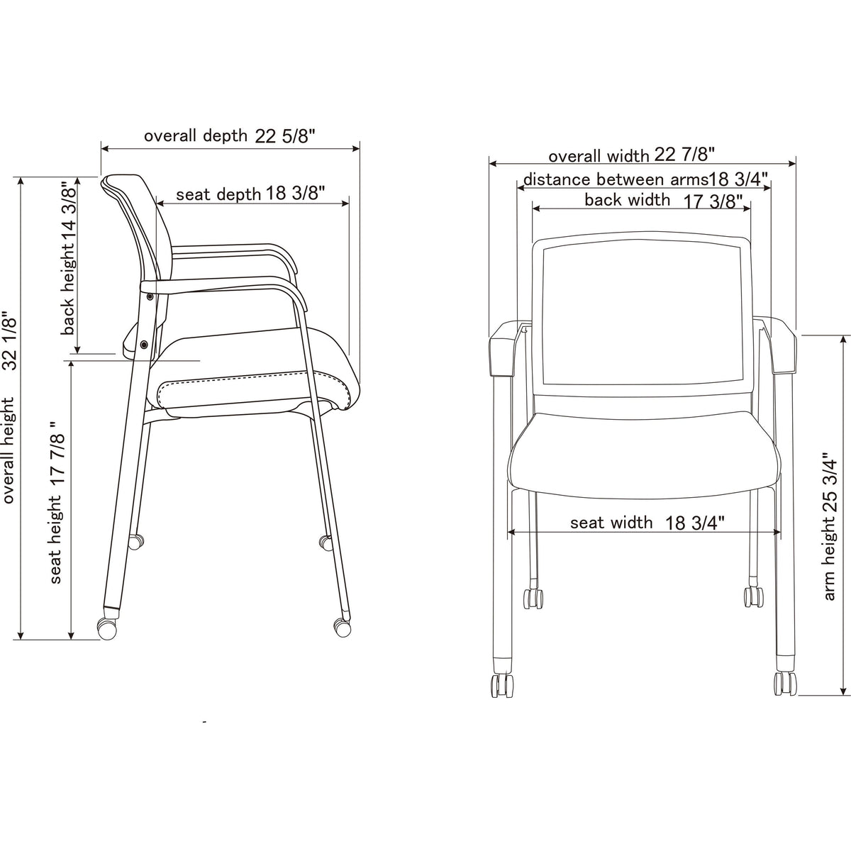 Black Mesh Back Guest Chairs with Casters U882984