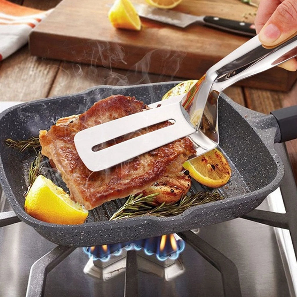Stainless Steel Double-Sided Shovel Clip Kitchen Tongs V7785