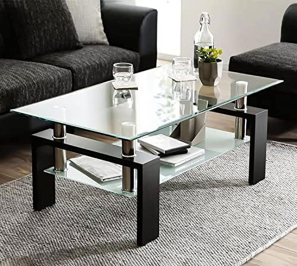 Glass Coffee Table End Table Sets of 3 White Metal Leg D875299