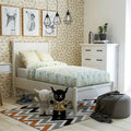 White Twin Platform Bed with Memory Foam Mattress A161104