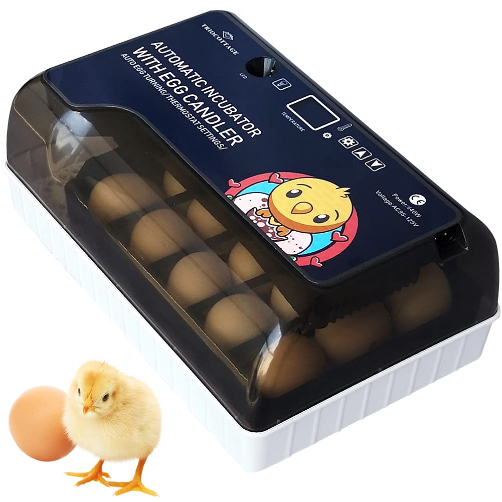 Egg Incubator with Digital Temperature Humidity and Built-in Eggs Candler V2974