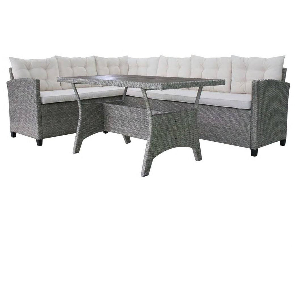Gray Poly Rattan Garden Corner Sofa Set 12 Piece K412941