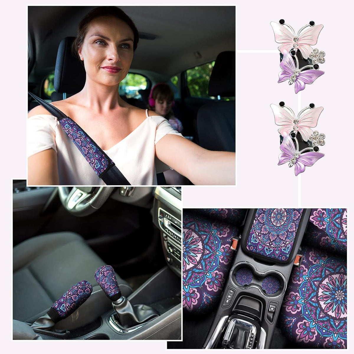 Purple Mandala Car Accessories Set X13673