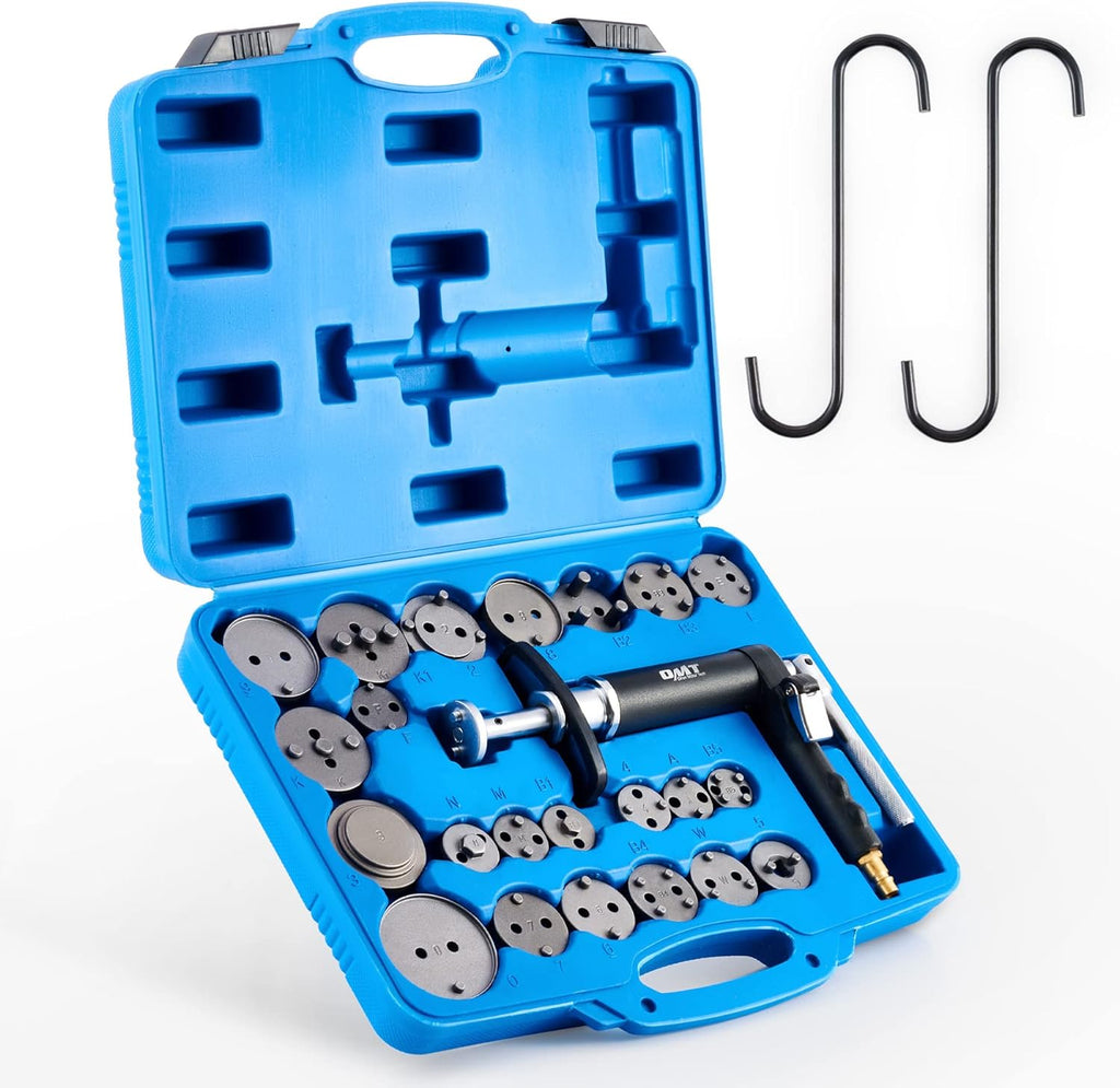 23pc Pneumatic Brake Caliper Compression Tool with 22 Disc Adapters and 2 Caliper Hangers J14343