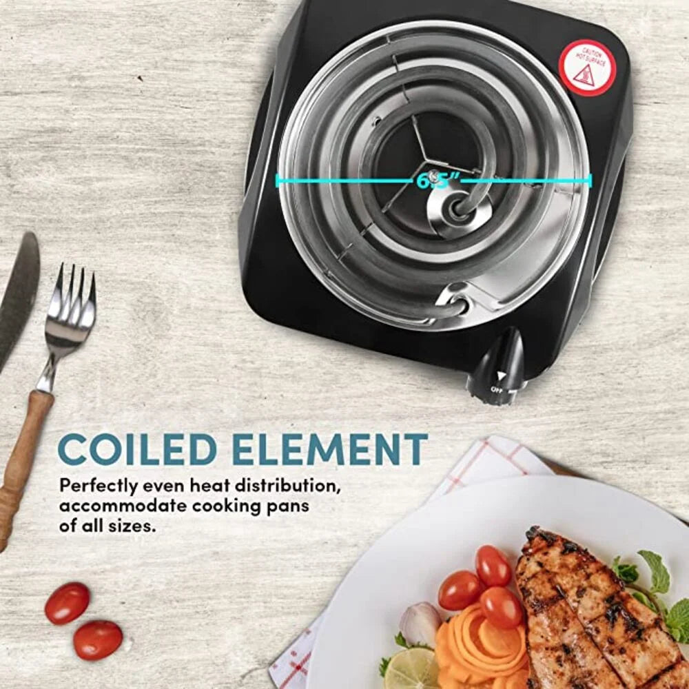 Black Single Coiled Electric Hot Plate P1937