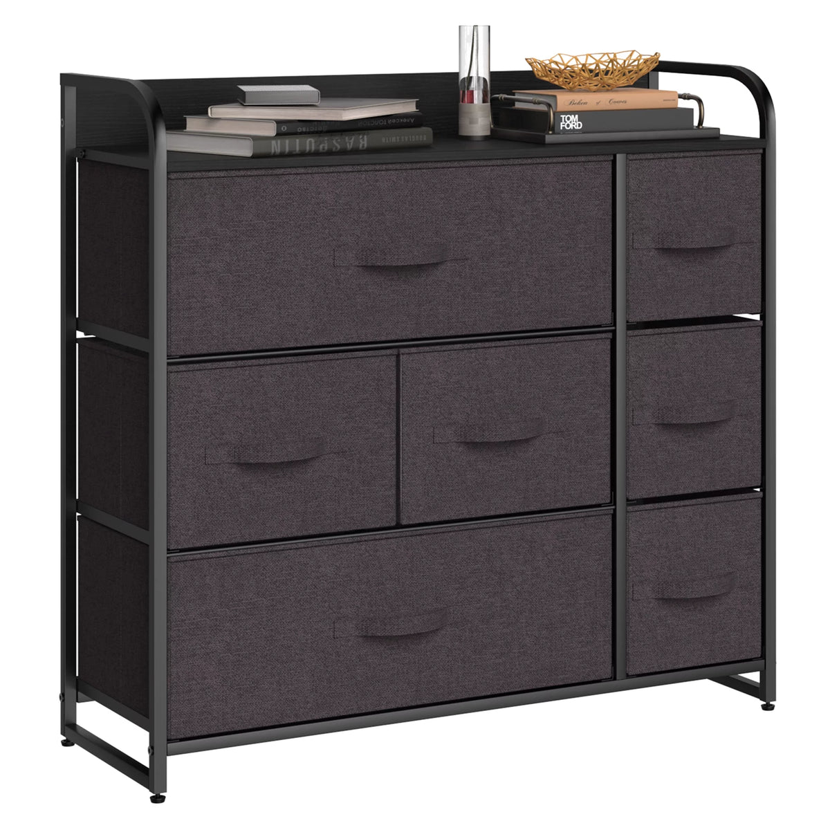 Light Gray 7 Drawer Fabric Dresser C5195