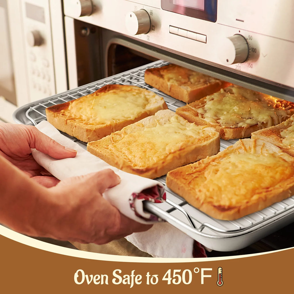 Set of 4 Stainless Steel Baking Sheet and Rack T520