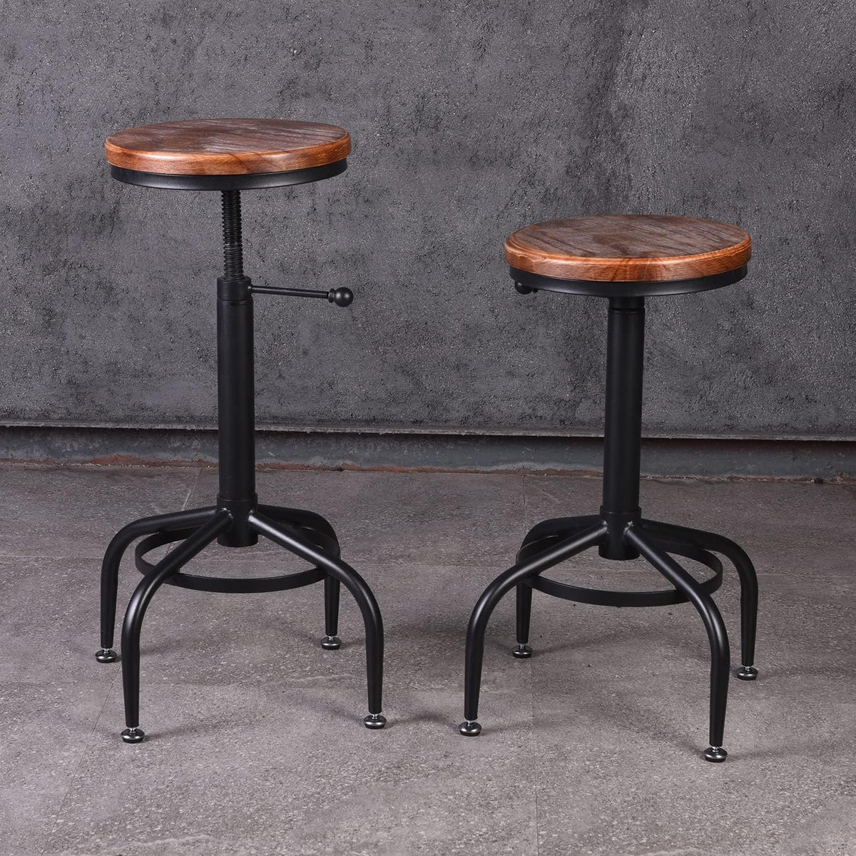 Set of 2 Adjustable Swivel Metal Barstools M7779