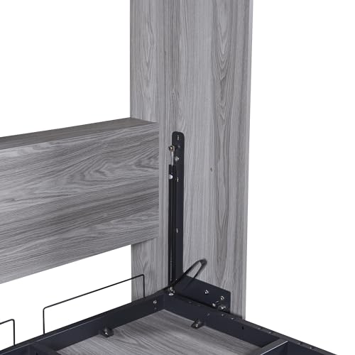 Full Size Murphy Bed with Storage Shelves and Drawers, Gray A2208