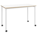 White Office Desk with Casters Plywood N23715