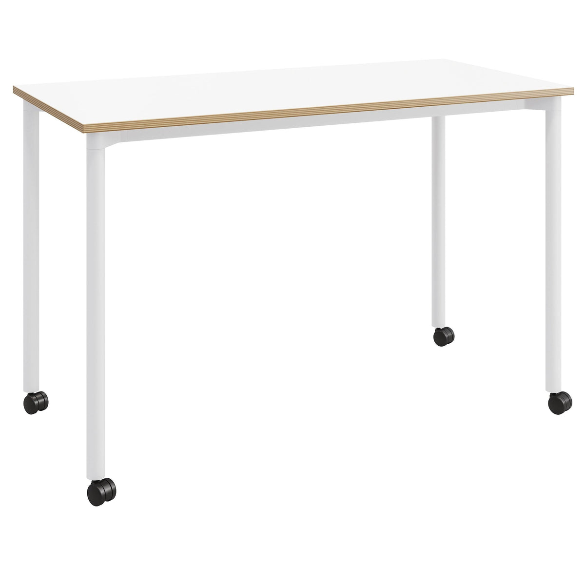 White Office Desk with Casters Plywood N23715