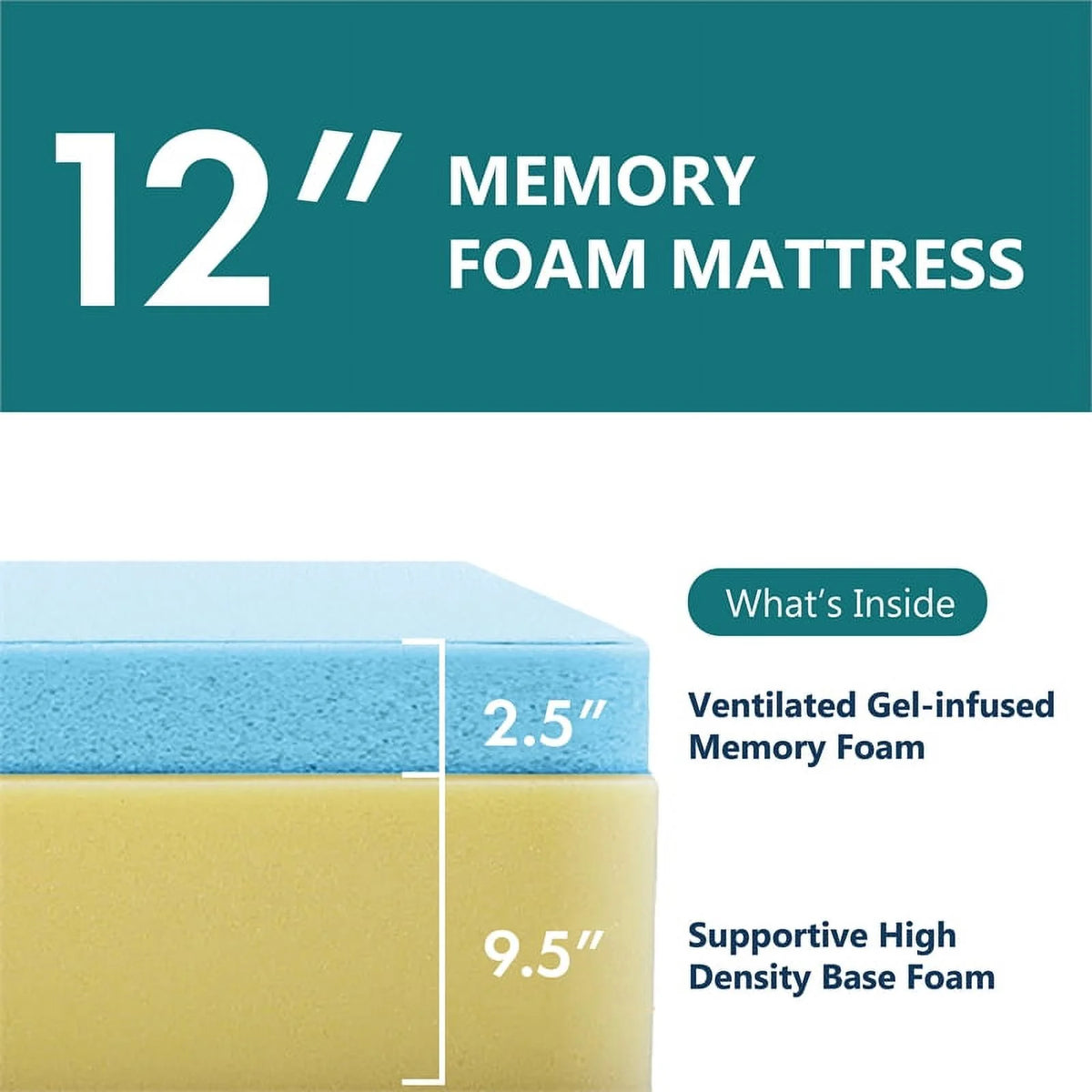 White Twin Platform Bed with Memory Foam Mattress A161104