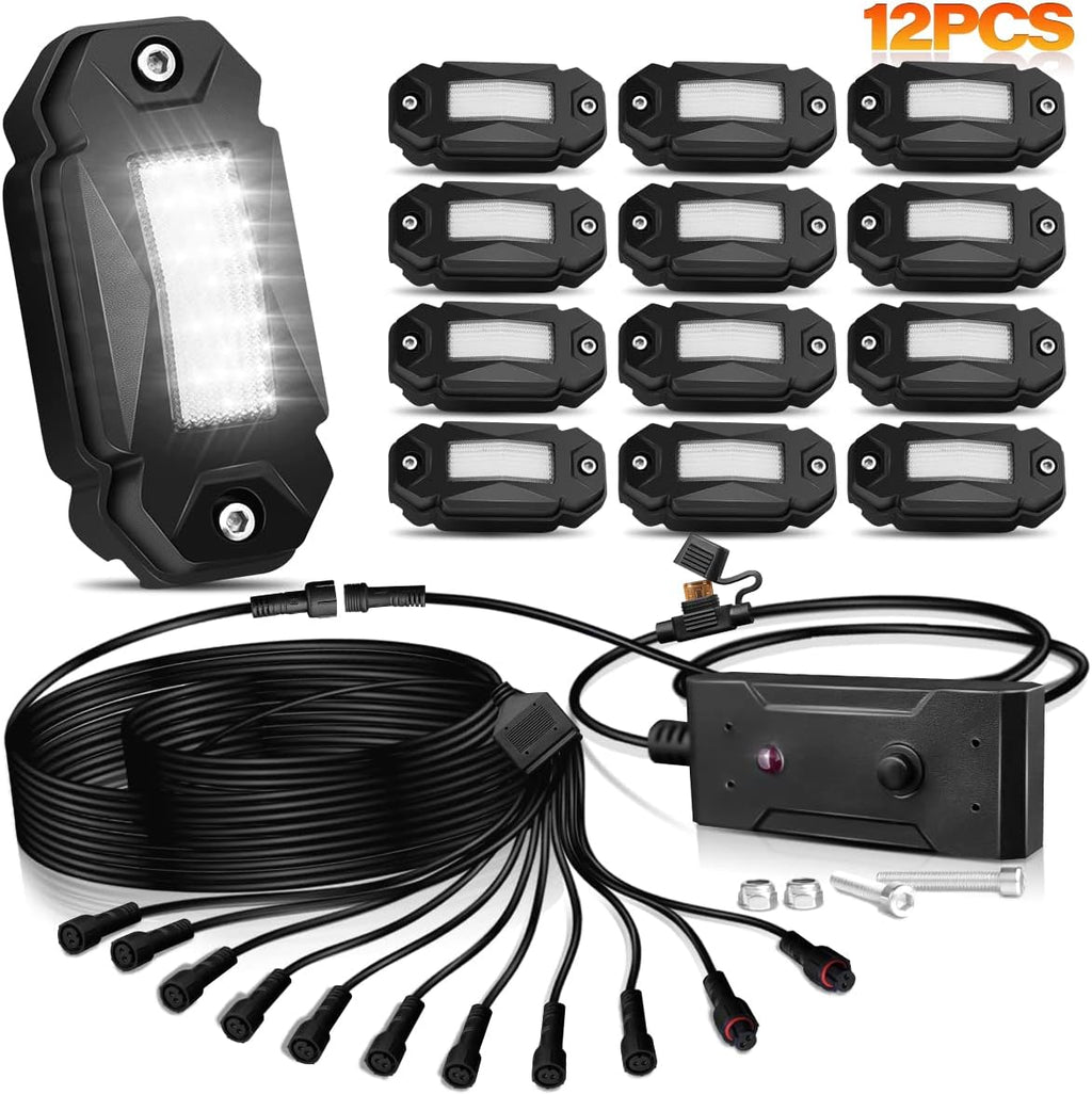 4Pods LED Rock Lights Kit with Switch Wire Harness E8500