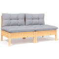 Gray Cushions Solid Pinewood 2-Seater Patio Sofa F31247