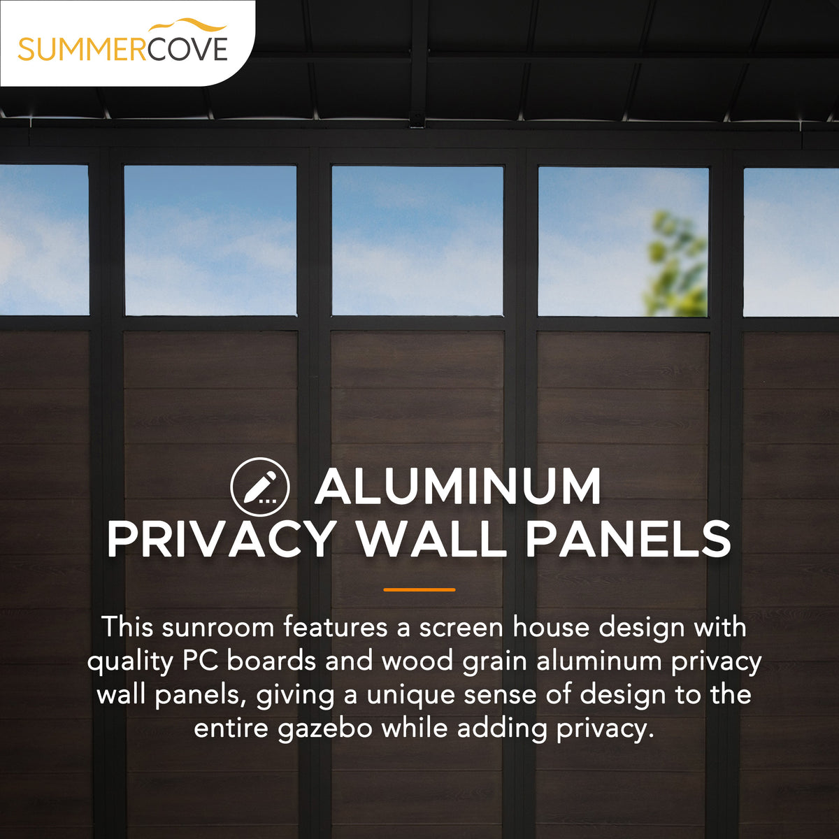 Black Hardtop Outdoor Aluminum Sunroom P90878