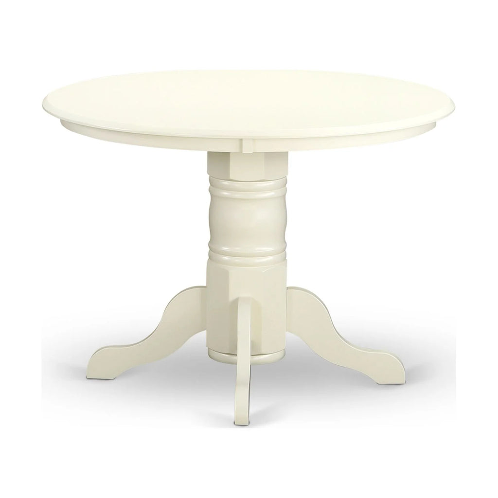 5 Pc Round Dining Table and 4 Linen Seat Chairs White E467