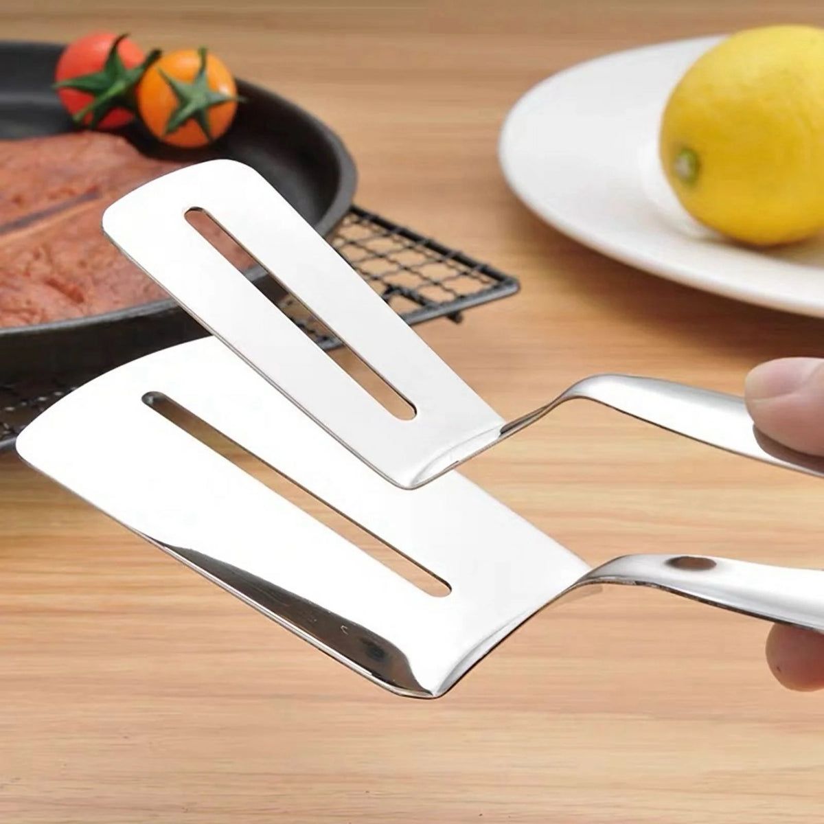 Stainless Steel Double-Sided Shovel Clip Kitchen Tongs V7785