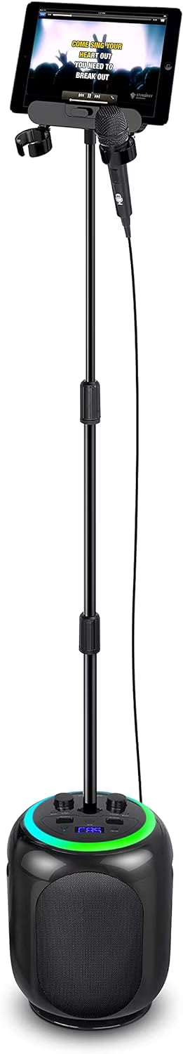 Black Karaoke Machine with Stand and LED Lights E96246