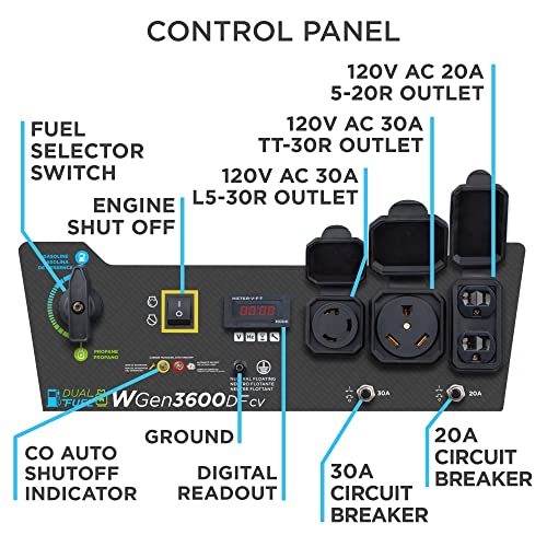 4650 Peak Watt Dual Fuel Portable Generator with Remote Electric Start B59913