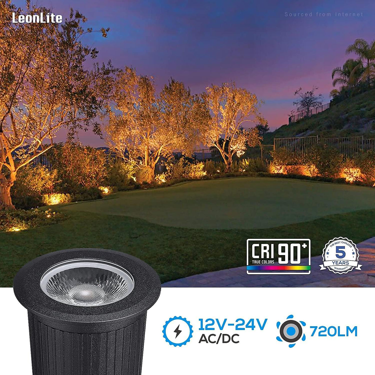 Pack of 6 7W 12V LED Aluminum In-Ground Well Light A9618