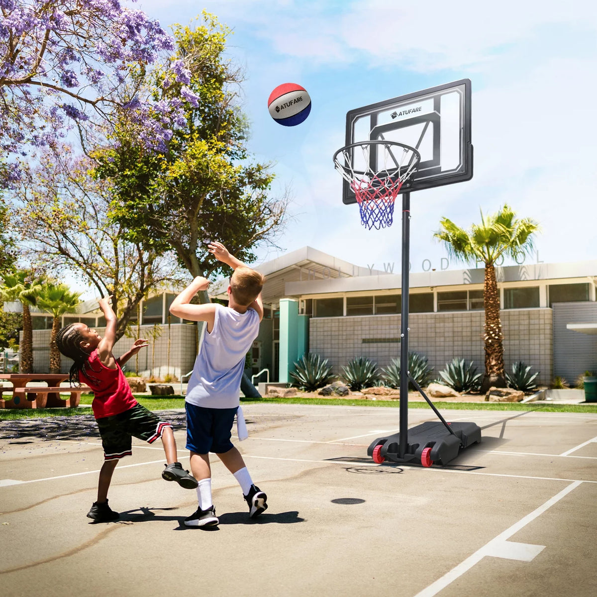 Portable Basketball Hoop & Goal 5 - 7 ft Height Adjustable T151042