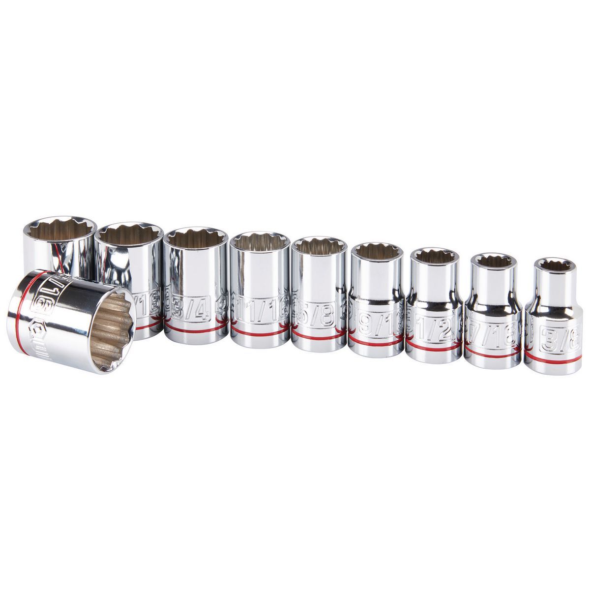 1/2 in. Drive SAE Chrome Socket Set, 10-Piece P51748