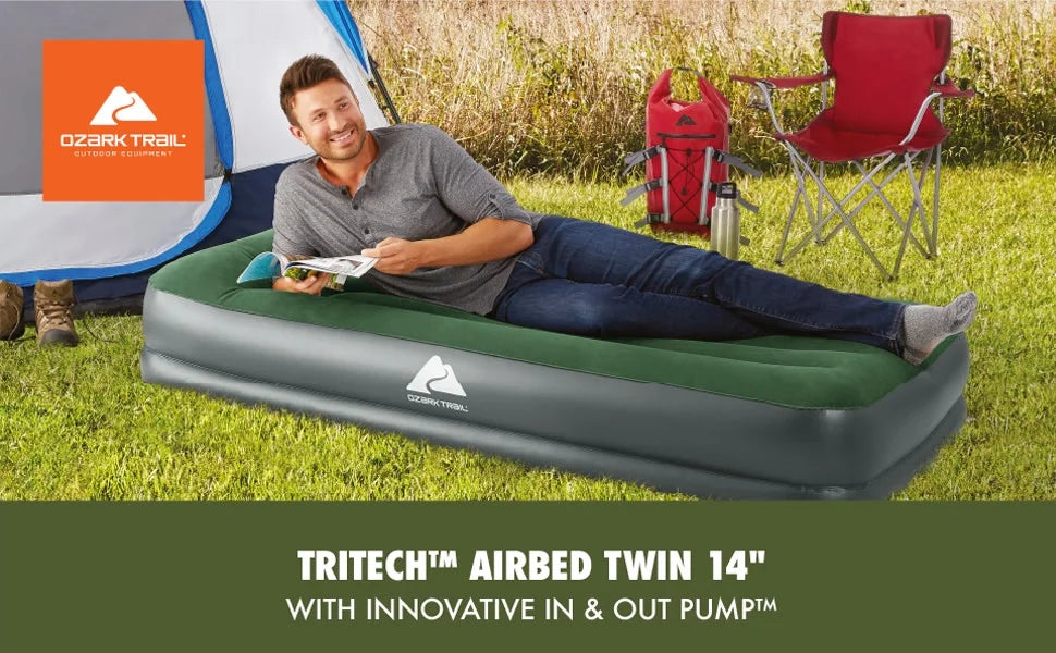 Twin 14" Air Mattress with In & Out Pump U465335
