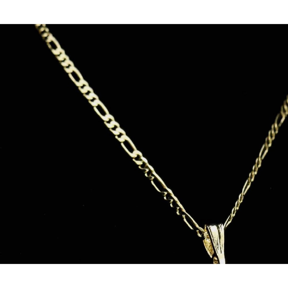 14K Bonded Gold Figaro Chain Necklace with Thai Elephant Charm R821