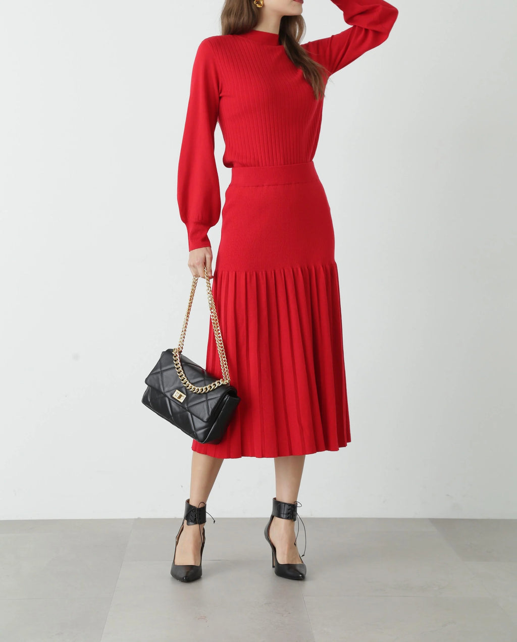 Knit pleated skirt P25167