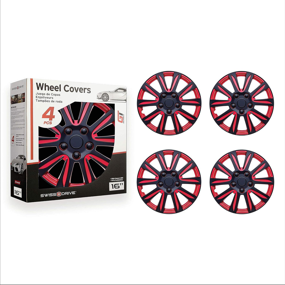 Red Black Set of 4 HubCap R146119