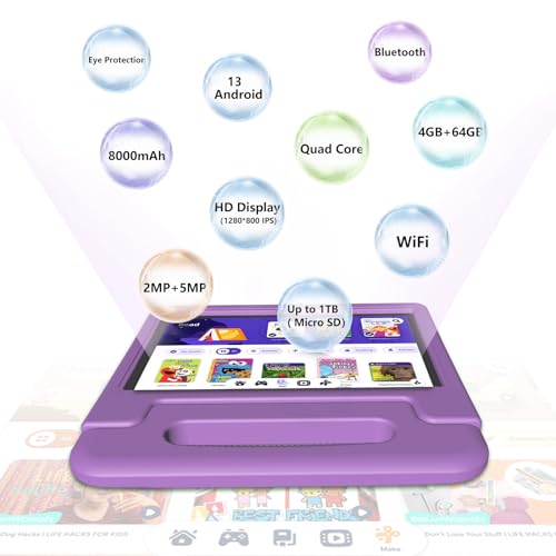Green Kids Tablet 10 inch Android 13 4GB+64GB 1TB Expand HD Touchscreen WiFi Bluetooth Protective Case L807235