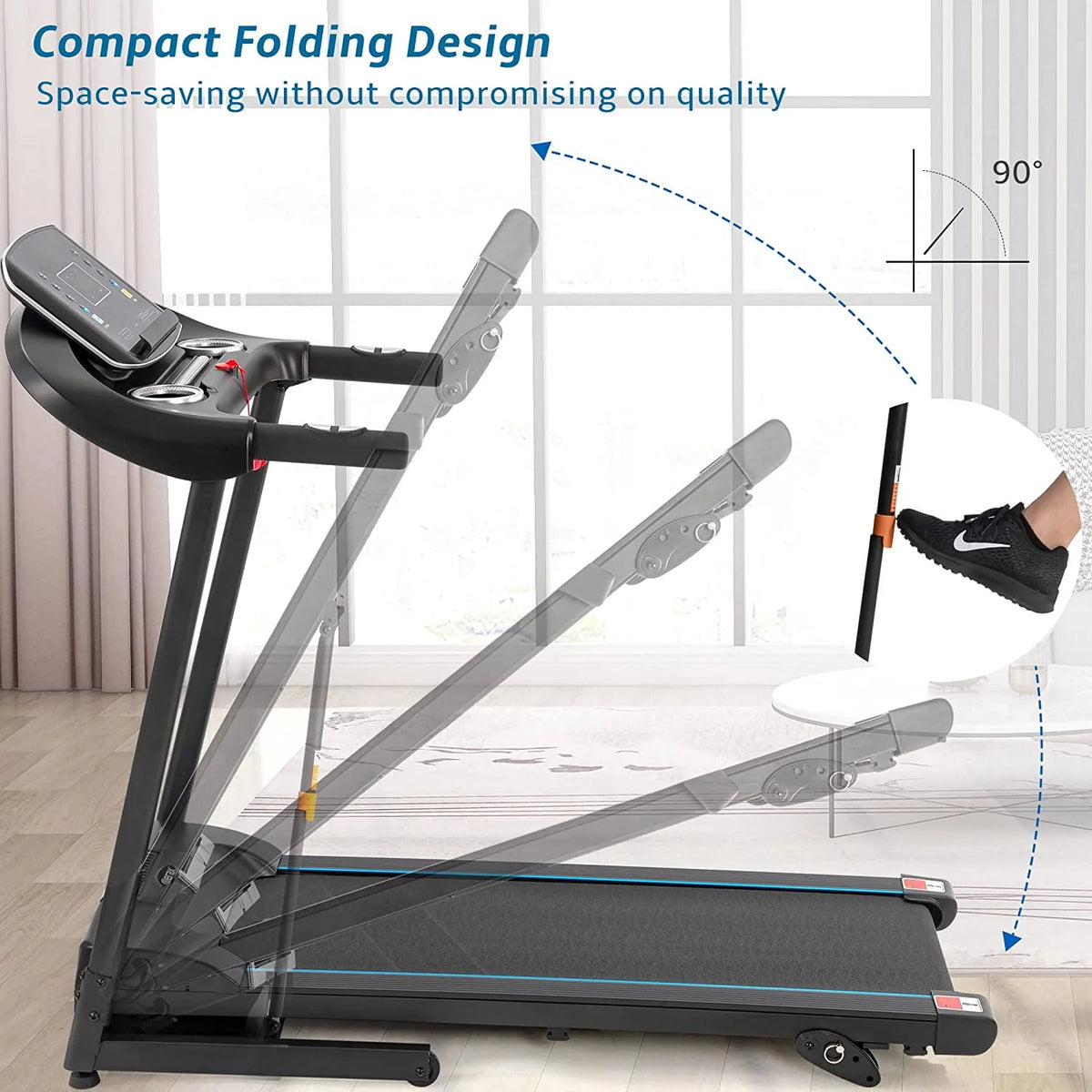 3.5HP Foldable Electric Treadmill with Incline C62495