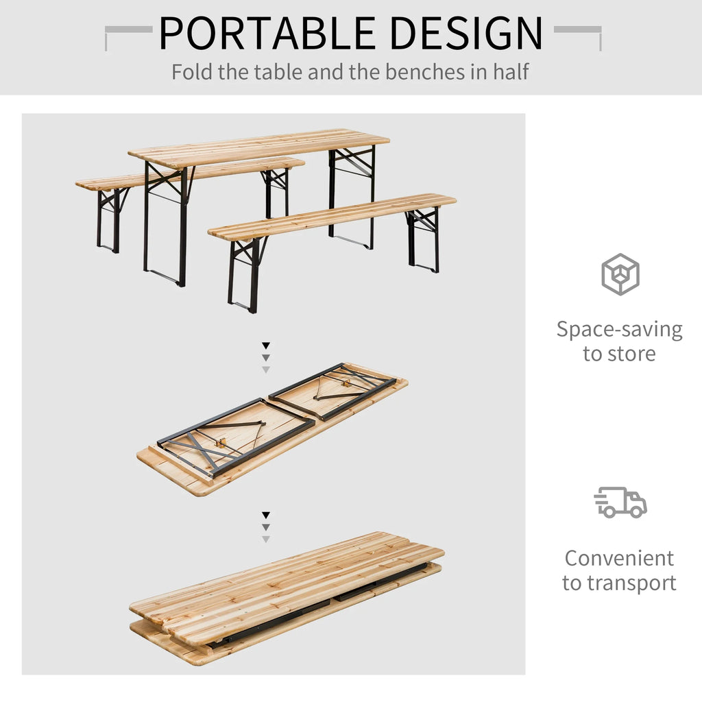 Wooden Outdoor Folding Picnic Table Set with Bench V472017