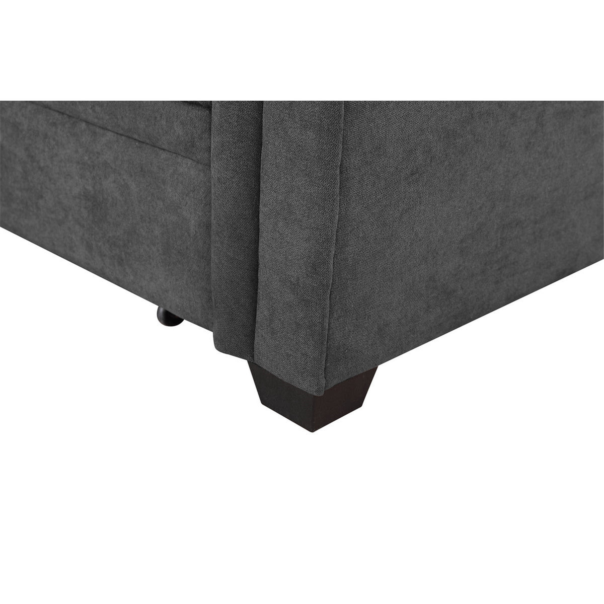 Gray Woven Fabric Sleeper Sectional Sofa Chaise with USB Charger and Tablet Pocket Q276924