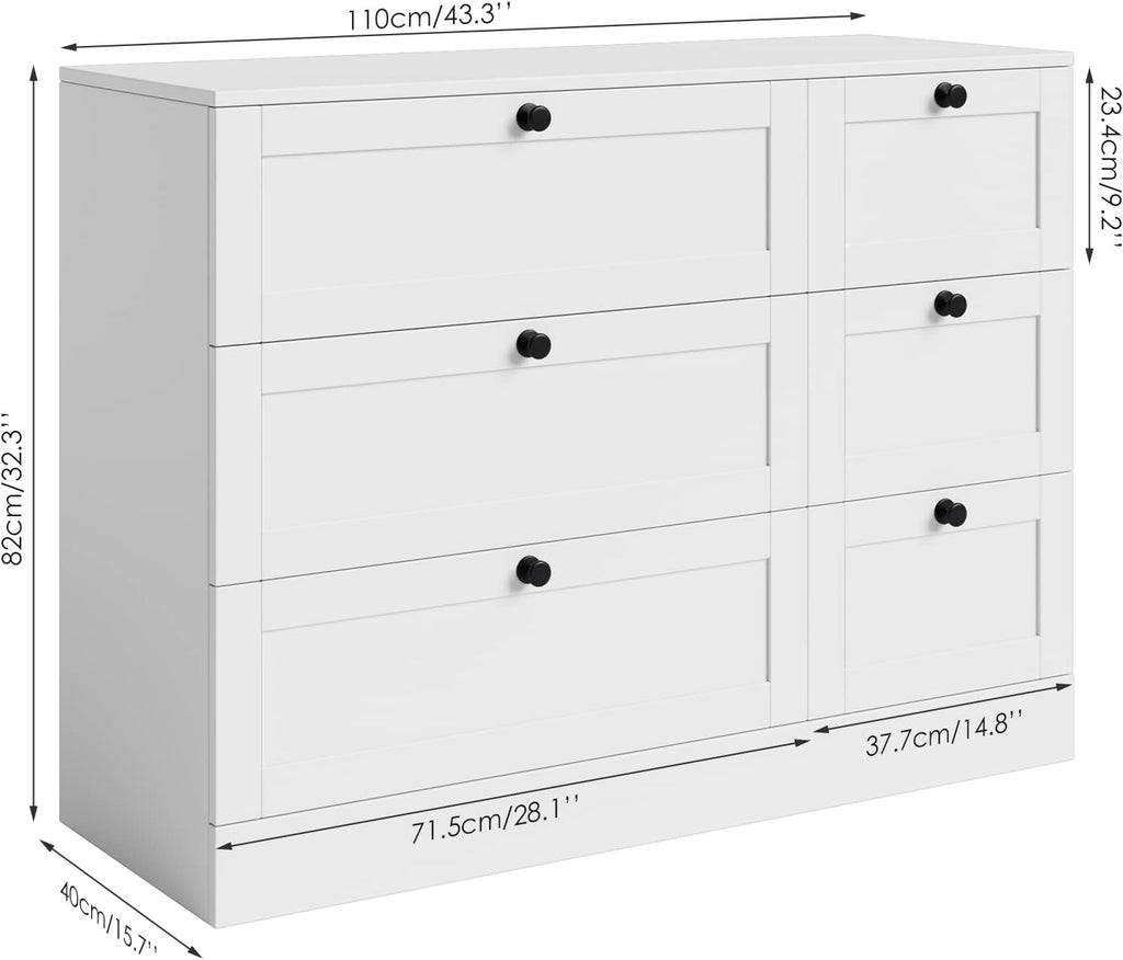 White 6 Drawer Wood Storage Cabinet B4095