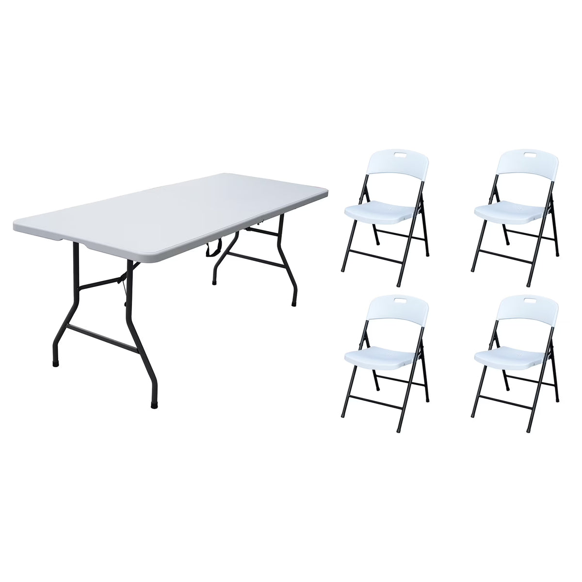 6' Folding Banquet Table & Folding Chairs (4 Pack) U189736