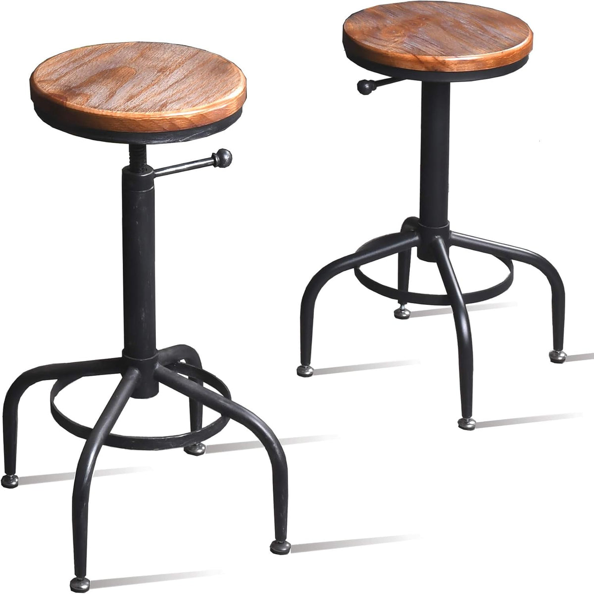 Set of 2 Adjustable Swivel Metal Barstools M7779