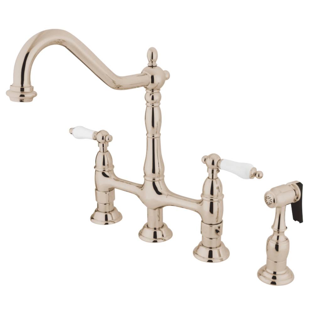 Polished Nickel Kitchen Faucet with Brass Sprayer C928