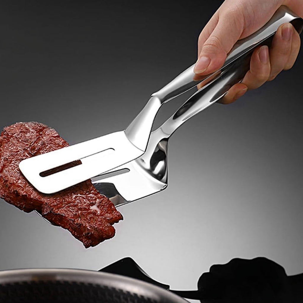 Stainless Steel Double-Sided Shovel Clip Kitchen Tongs V7785