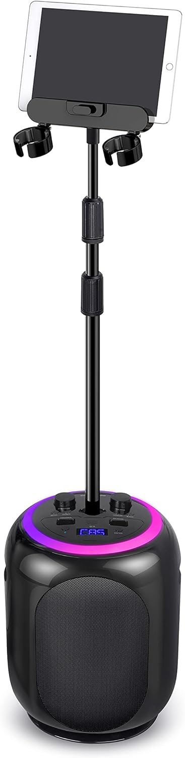 Black Karaoke Machine with Stand and LED Lights E96246