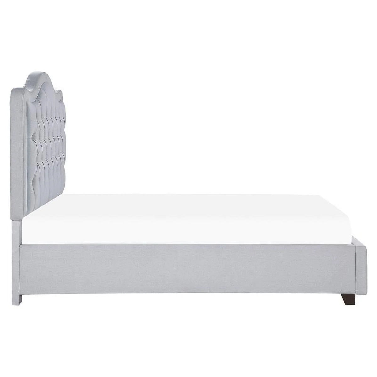 Gray Fabric Eastern King Platform Bed with Storage Drawer Z324