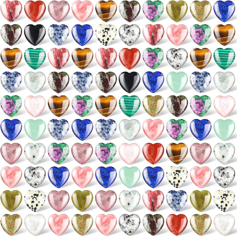 108 Pcs Natural Heart Worry Stones 0.8 Inch W588833