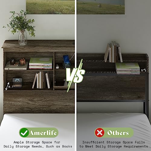 King Size Wooden Platform Bed with Storage Headboard and 4 Drawers H15279