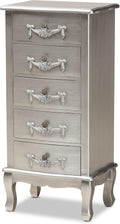 Brushed Silver Finished Wood 5-Drawer Chest Z25302
