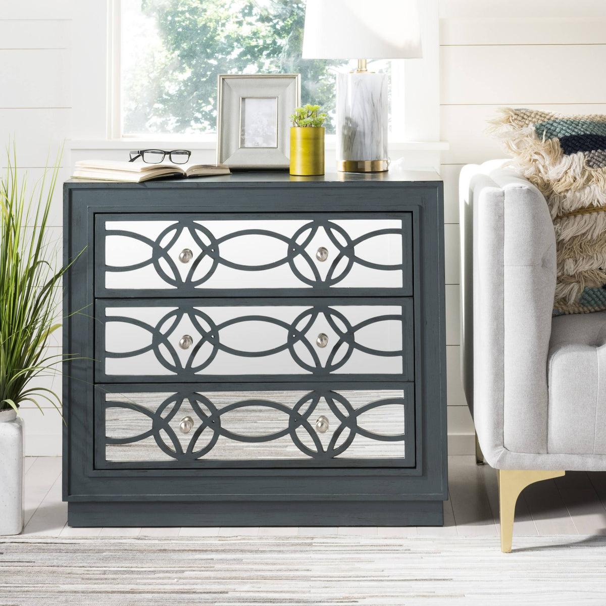 3 Drawer Steel Teal Chest X9639